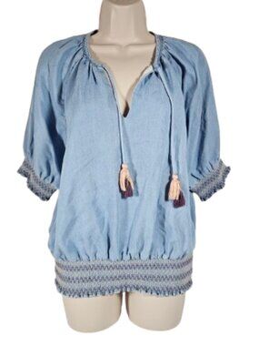 Matilda Jane Enchanted Garden Maysville Smocked Peasant Blouse Women's Size M